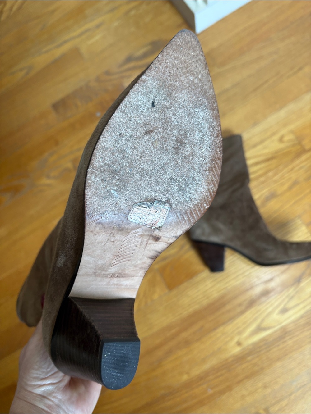 PAIGE Taupe Suede Heeled Boots, Sz 9.5 - Picture 3 of 4